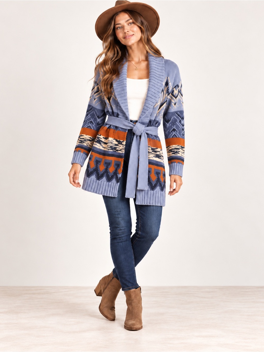 Lucky Brand Blue & Cream Marled Crewneck Sweater